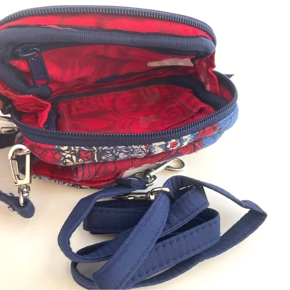 Donna Sharp Red and Blue Paisley Wristlet/Crossbody Clutch